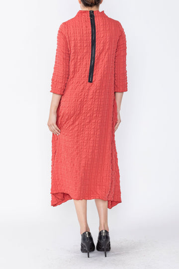 Rust Bubble Check Dress
